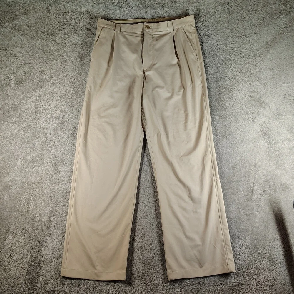 Under Armour Pants Mens 34x32 Khaki Performance Golf Chinos Stretch Casual Pleat